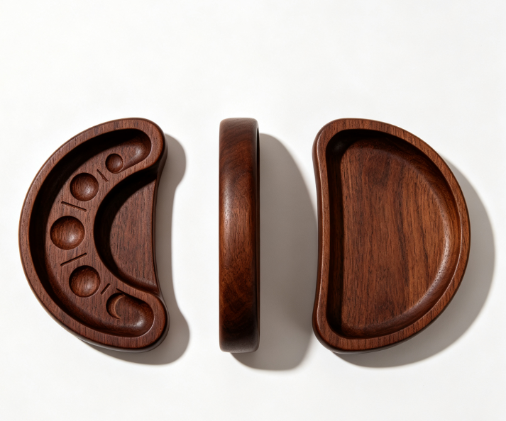 Unique Curved Layered Wooden Table Decor, Handmade Solid Wood Desktop Trinket Display Stand